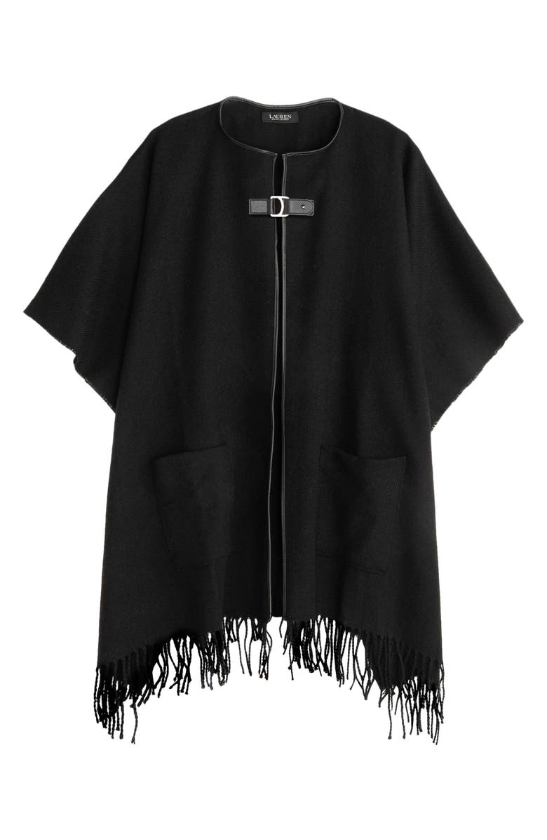 Lauren Ralph Lauren Equestrian Buckle Ruana, Main, color, Black