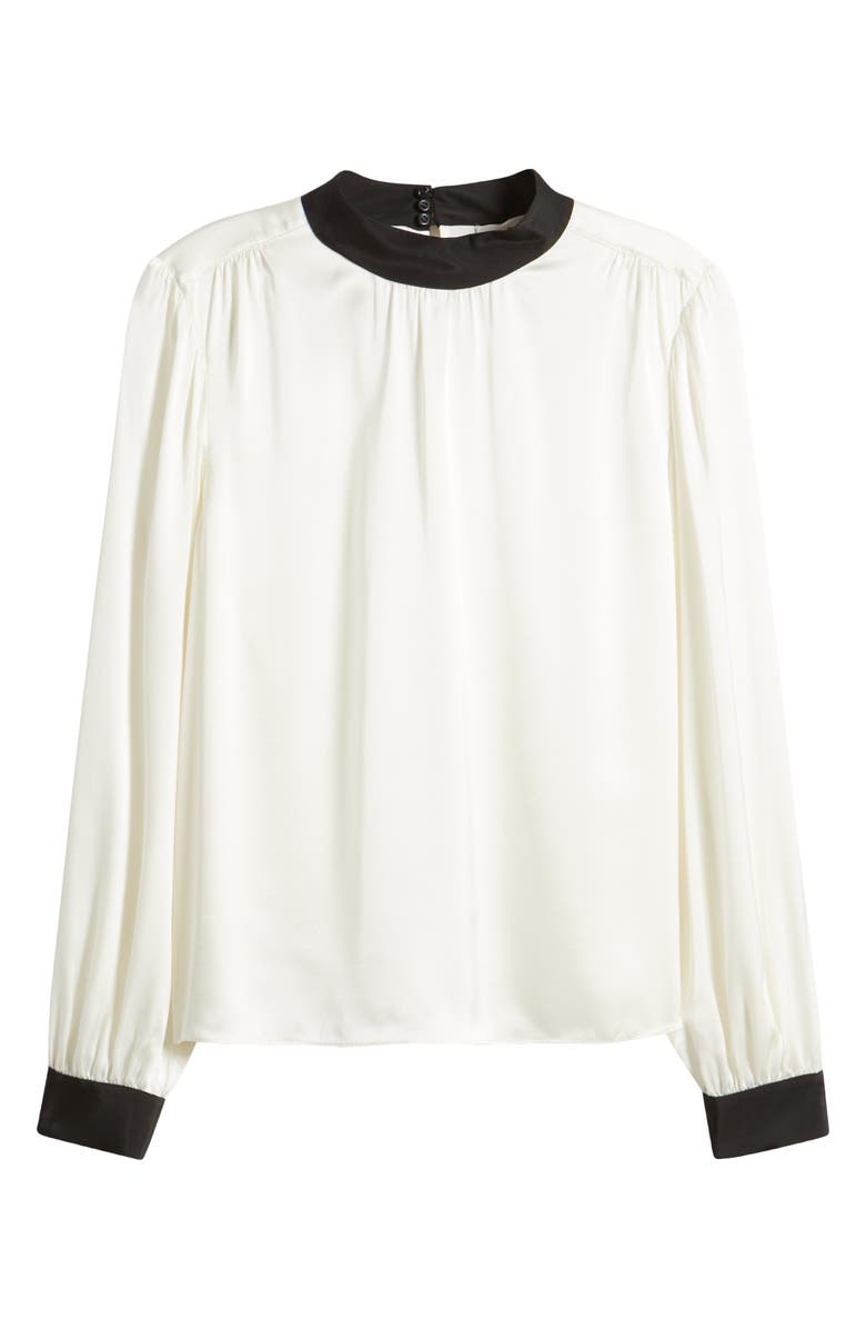 Mock Neck Long Sleeve Silk Top
