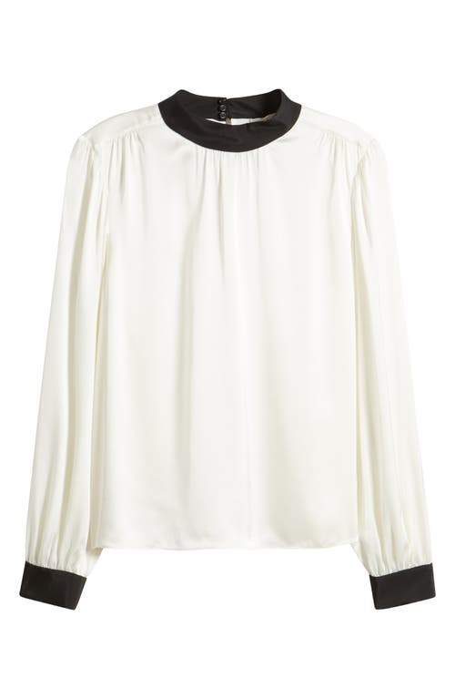 FRAME FRAME MOCK NECK LONG SLEEVE SILK TOP 