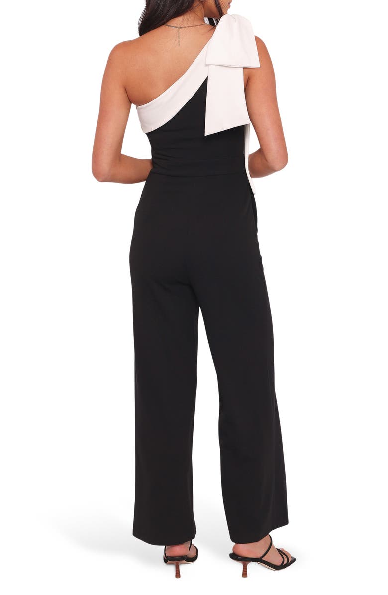 Petal & Pup Pearla One-Shoulder Wide Leg Jumpsuit, Alternate, color, Black