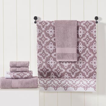 Yarn Dyed Jacquard/Solid Towel 6-Piece Set - Ophelia Stone