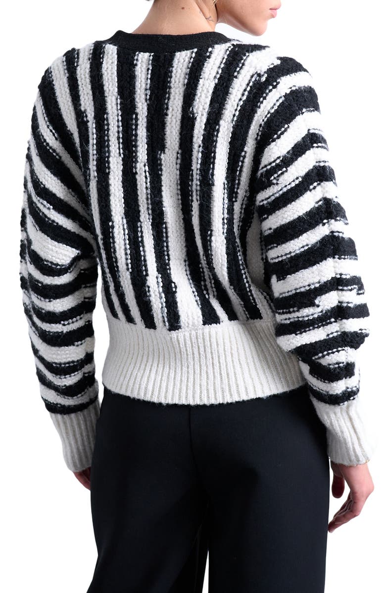 Topshop Vertical Stripe Cardigan, Alternate, color, White Multi
