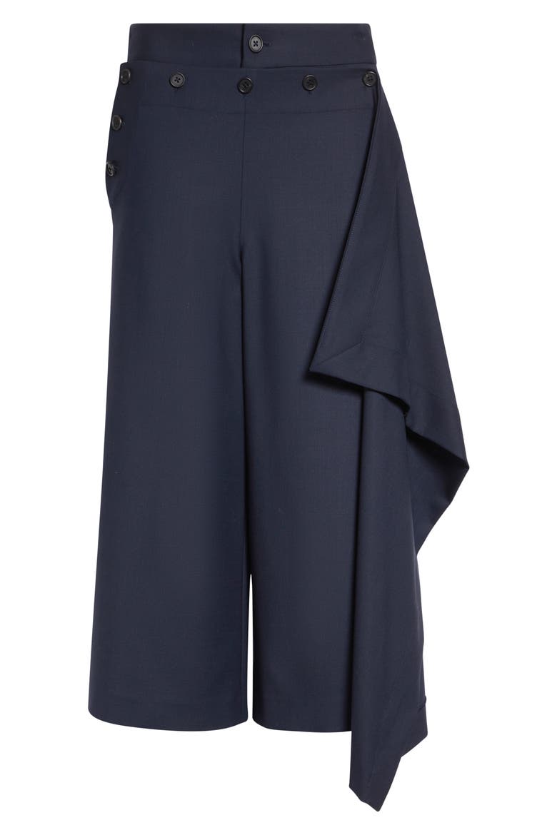 Front Cascade Stretch Wool Crop Sailor Pants, Alternate, color, MIDNIGHT