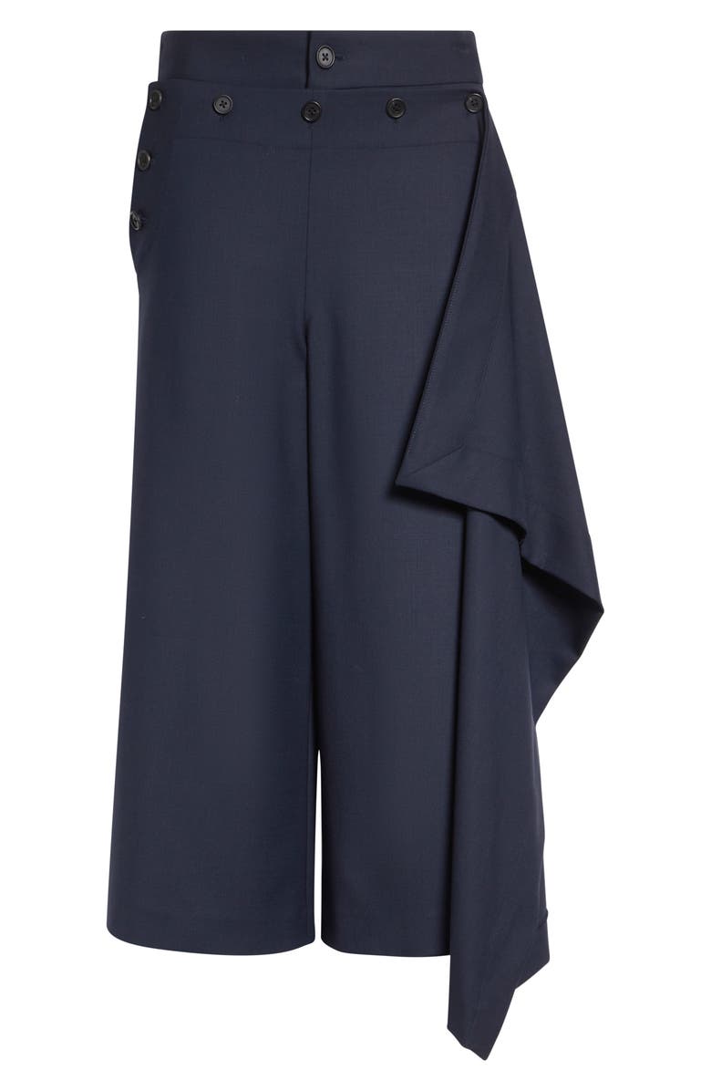 MONSE Front Cascade Stretch Wool Crop Sailor Pants, Alternate, color, Midnight