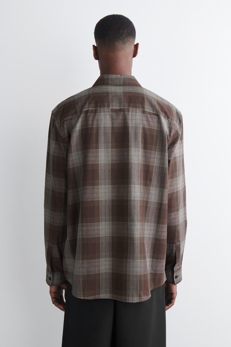Checked Brushed-Cotton Shirt, Alternate, color, BROWN / CHECKED