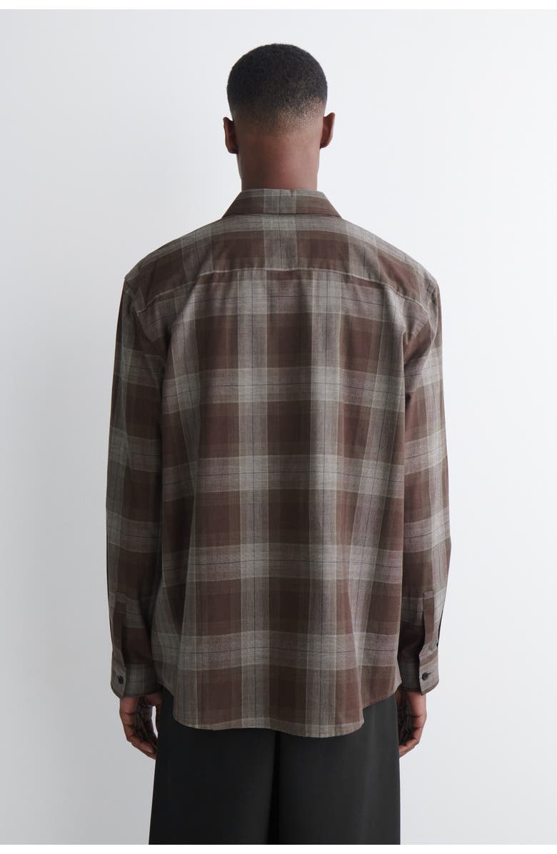 COS Checked Brushed-Cotton Shirt, Alternate, color, Brown / Checked