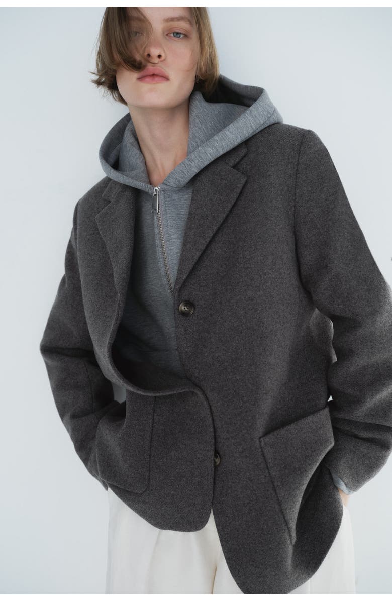 H&M Wool-blend Blazer, Alternate, color, Gray Melange