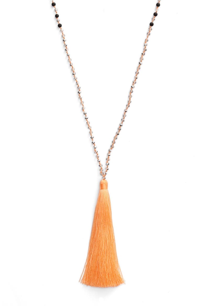 Beaded Tassel Necklace, Alternate, color, DESERT SAND