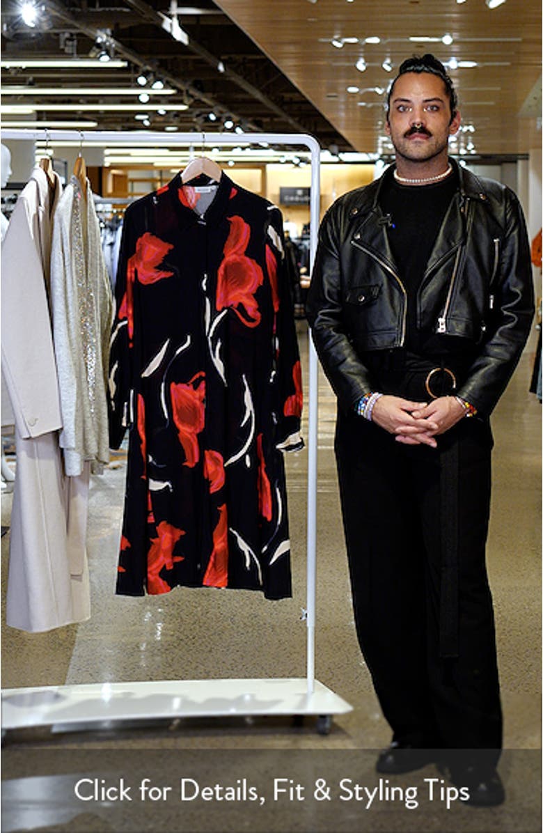 Nadia Floral Long Sleeve Midi Shirtdress, sales video thumbnail