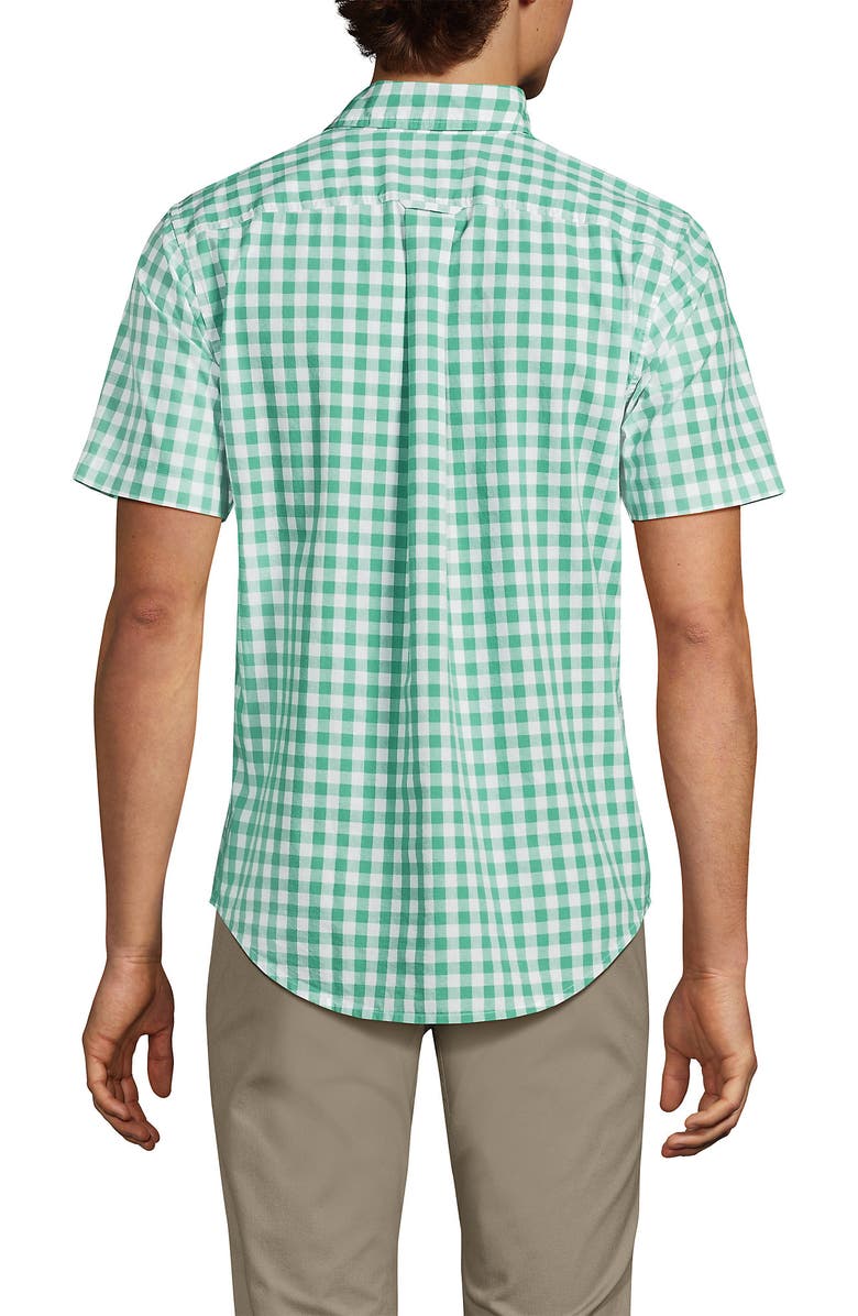 Lands' End Short Sleeve Essential Lightweight Poplin, Alternate, color, Bay Water Green Check