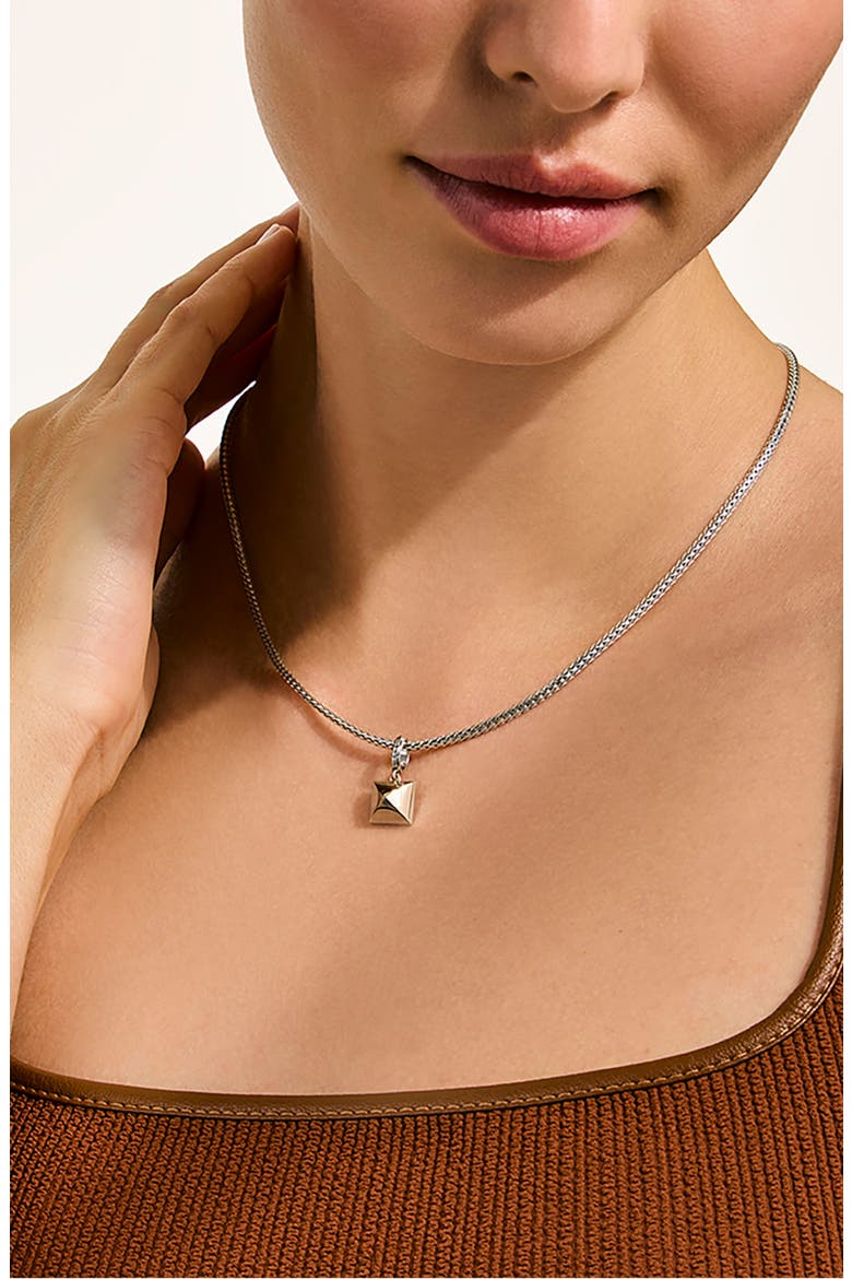 Icon Stud Pendant Necklace, 14K Gold, Sterling Silver, Diamonds, 2.5mm, Alternate, color, SILVER AND GOLD