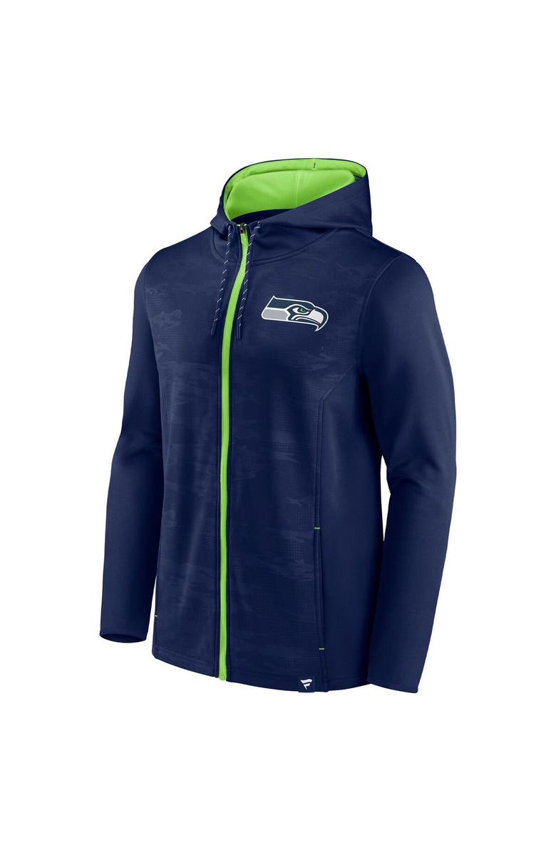 FANATICS Men's Fanatics Branded College Navy/Neon Green Seattle Seahawks Ball Carrier Full-Zip Hoodie, Alternate, color, 