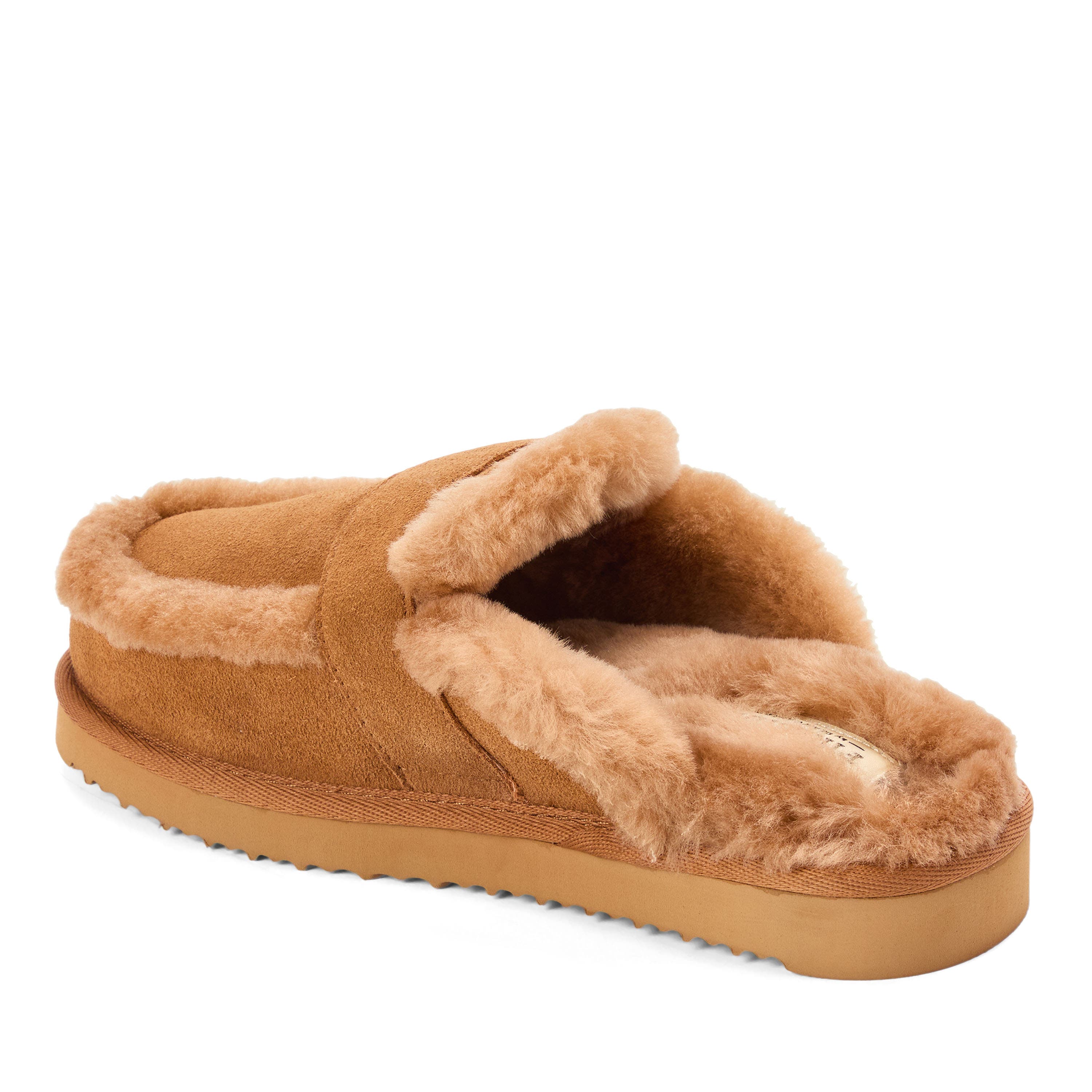 DEARFOAMS Fireside Richmond Genuine Shearling Scuff Slipper, Alternate, color, Chestnut