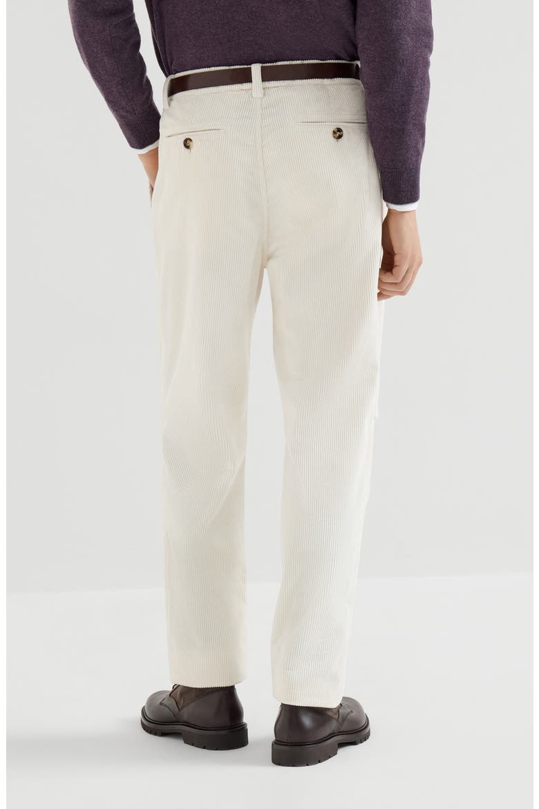 Garment-dyed trousers in cotton corduroy, Alternate, color, White