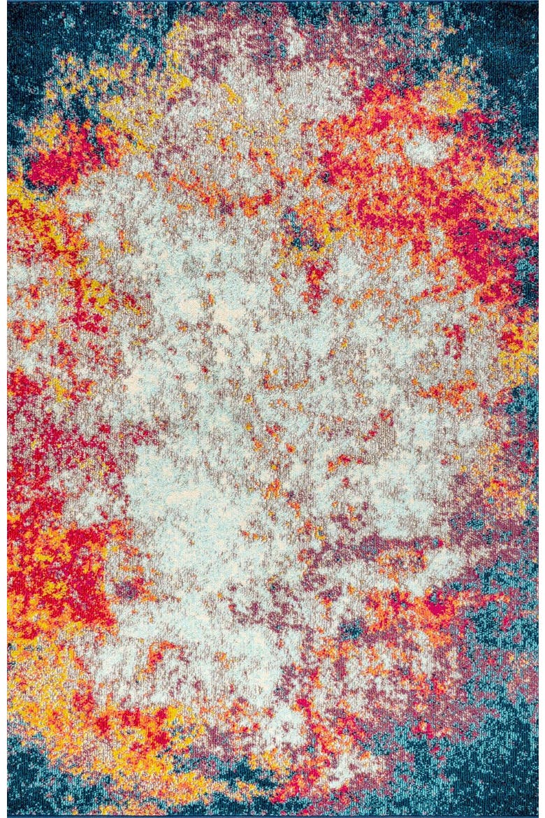 Contemporary POP Modern Abstract Area Rug, Alternate, color, Cream/Blue