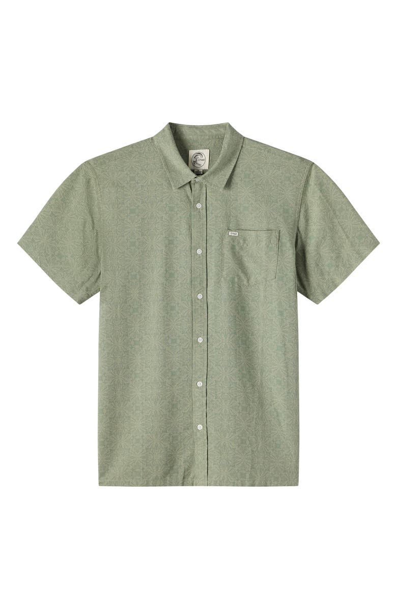 O'Neill O'Riginals Eco Print Standard Fit Short Sleeve Button-Up Shirt, Alternate, color, Clover