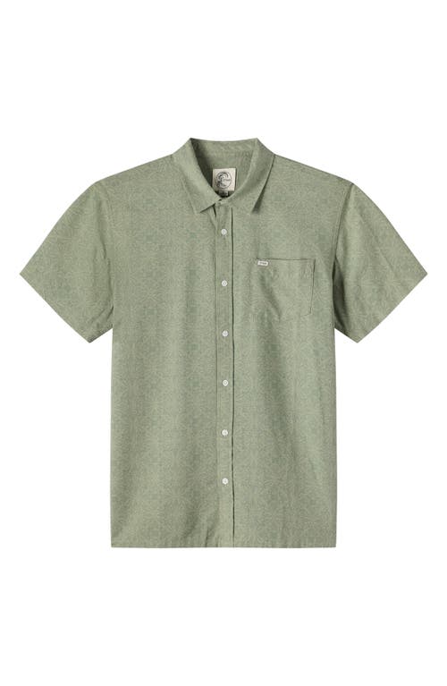 O'neill O'riginals Eco Print Standard Fit Short Sleeve Button-up Shirt In Green