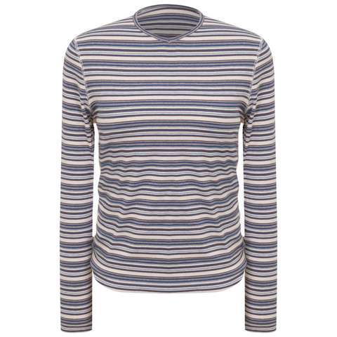 Girl Striped V-Neck Long Sleeve Self-Binding Tee