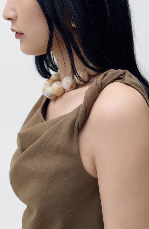 Mango Asymmetric Drape Top In Brown