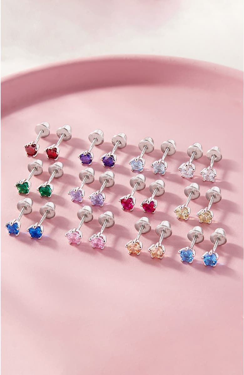 In Season Jewelry Classic Cubic Zirconia Birthstone Solitaire Earrings, Alternate, color, April