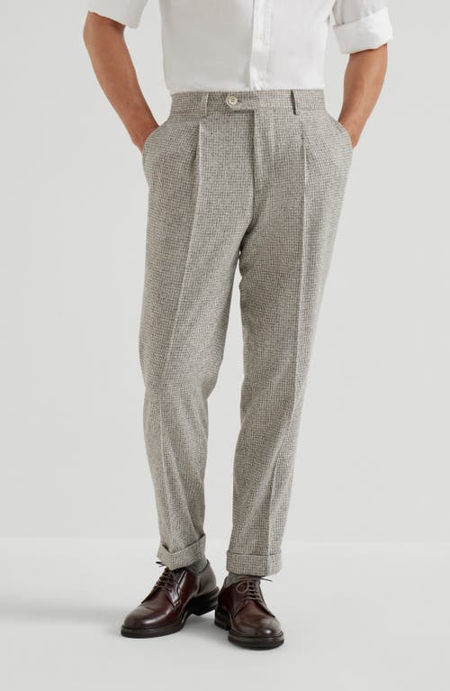 Brunello Cucinelli Pleated-front Check-pattern Trousers In Gray