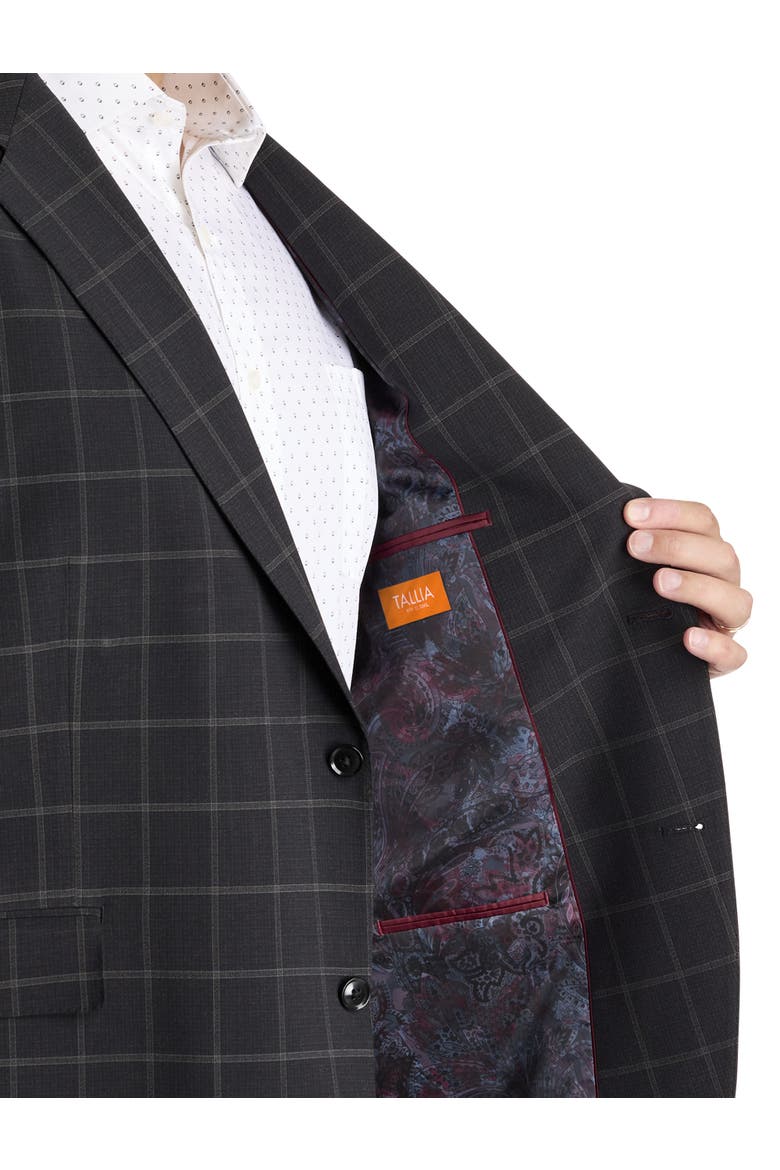 Big & Tall Windowpane Suit Jacket, Alternate, color, BLACK