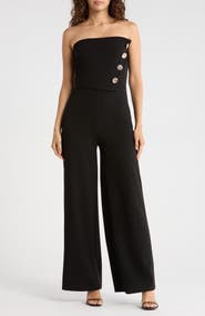 Madden Girl Strapless Asymmetric Vest Jumpsuit