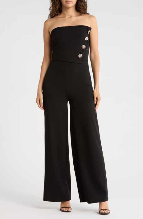 Madden Girl Strapless Asymmetric Vest Jumpsuit