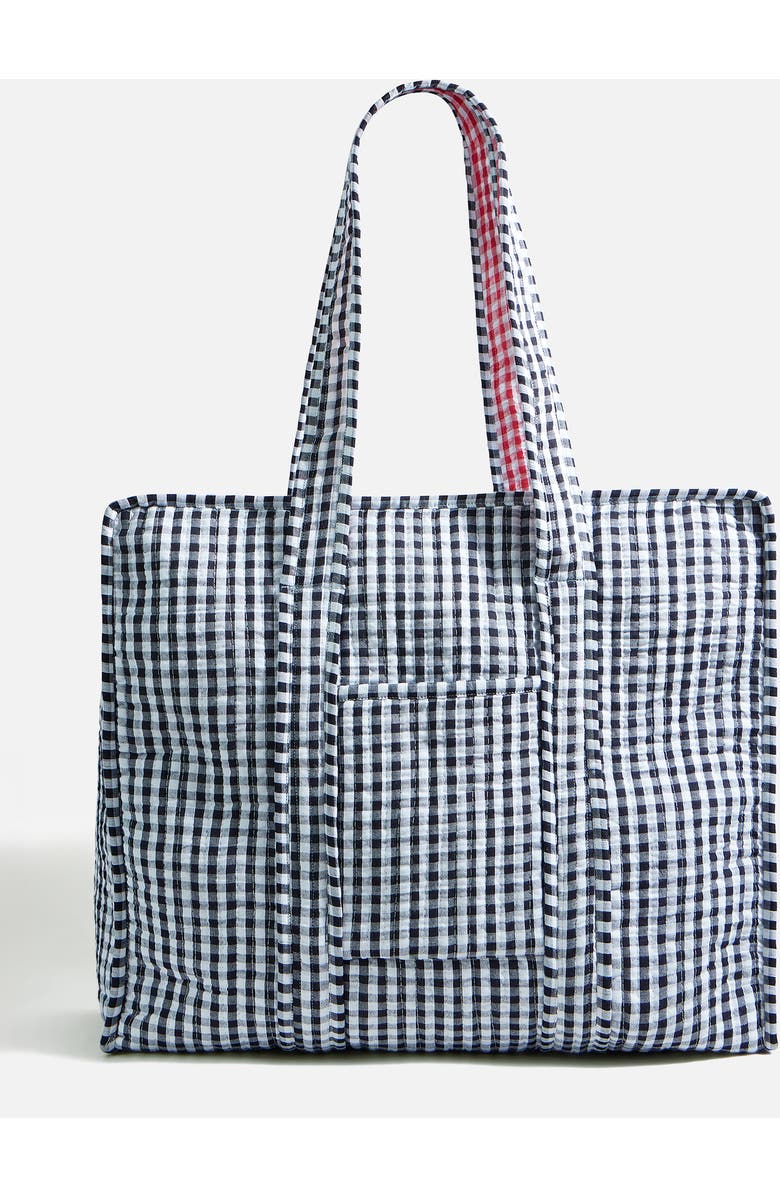 Yumi Gingham Quilted Zip Bag, Alternate, color, Black