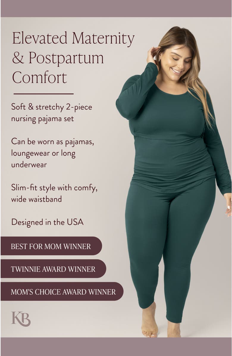 Kindred Bravely Jane Nursing Pajama Set, Alternate, color, Evergreen