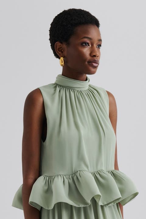 Lune Halterneck Frilled Hem Blouse