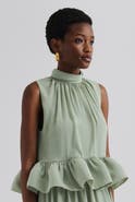 Malina Lune Halterneck Frilled Hem Blouse