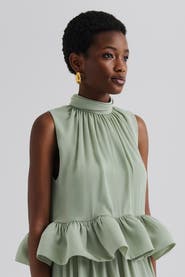 Malina Lune Halterneck Frilled Hem Blouse