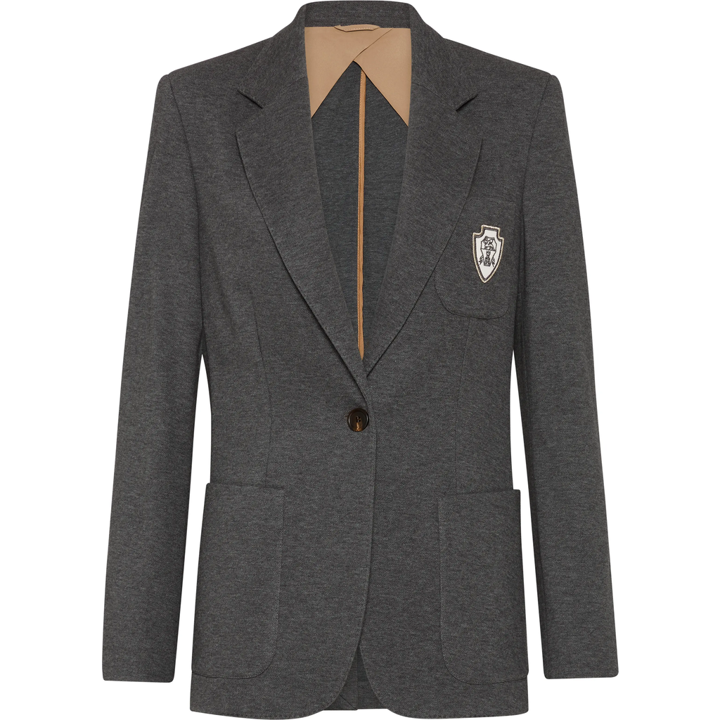 Brunello Cucinelli Piqué Blazer In Lead