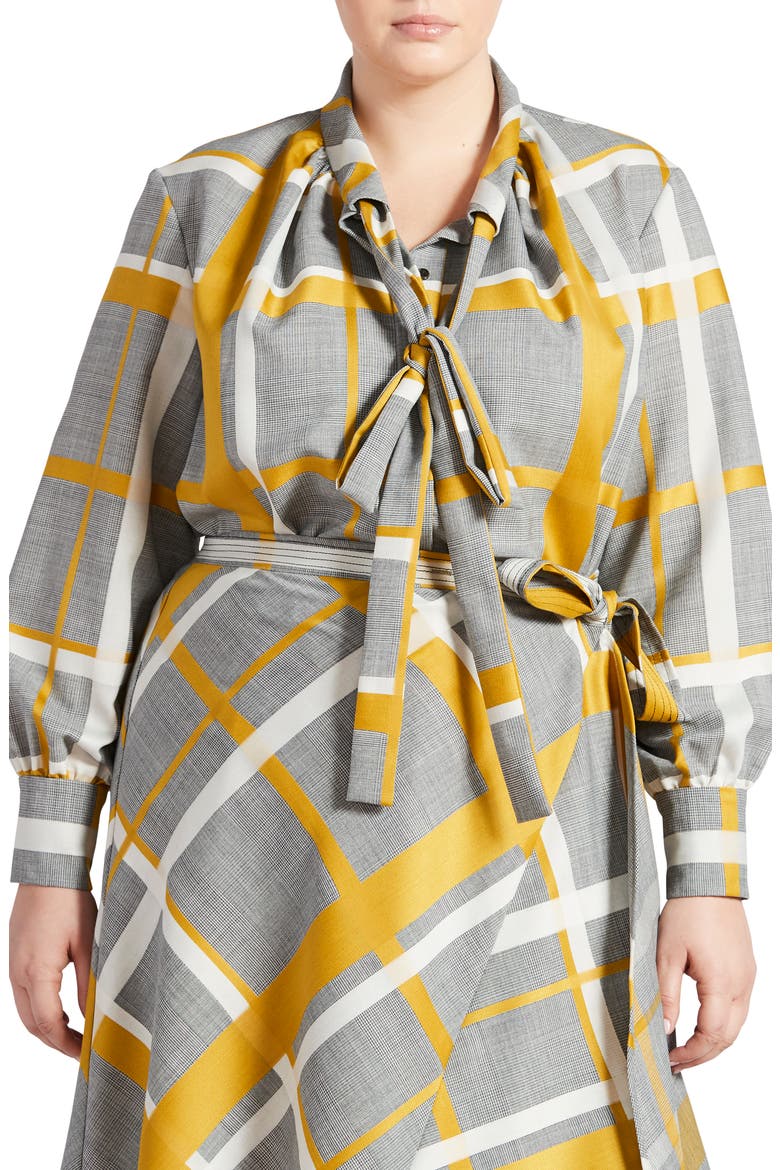 Tunnel Bow Wool Blend Blouse, Main, color, GRAY MULTI