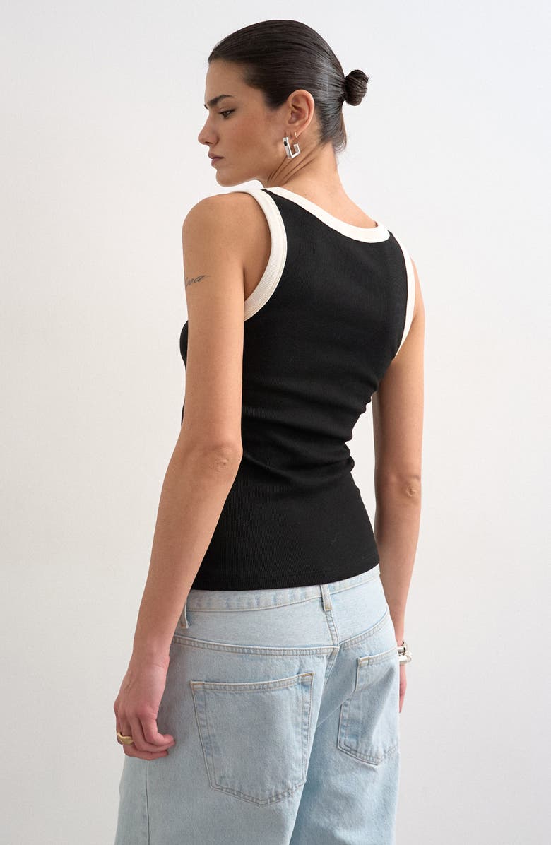 Topshop Scoop Neck Stretch Cotton Rib Tank, Alternate, color,