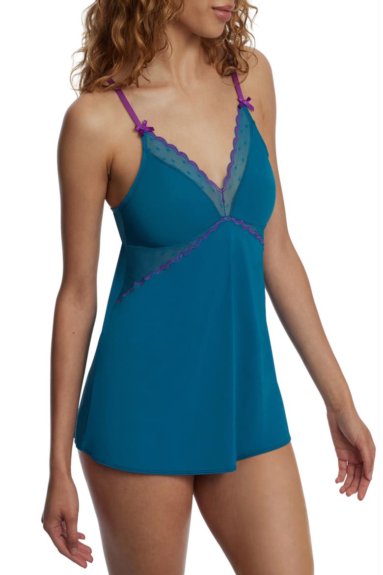 Siren Dotted Lace Babydoll, Alternate, color, CELESTIAL/VIVID PURPLE