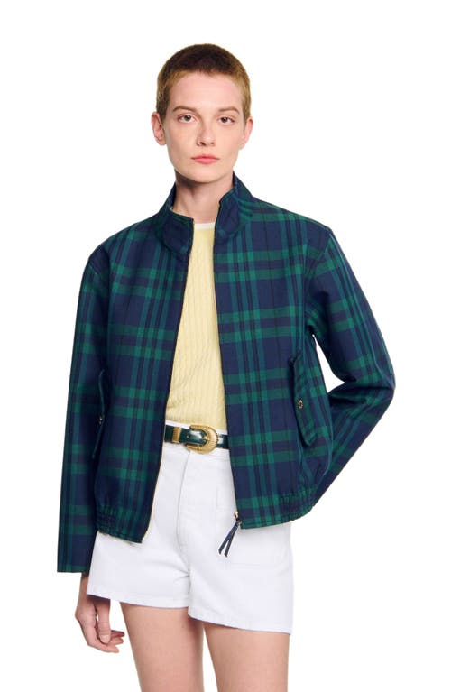 Sandro Checked Jacket In Blue