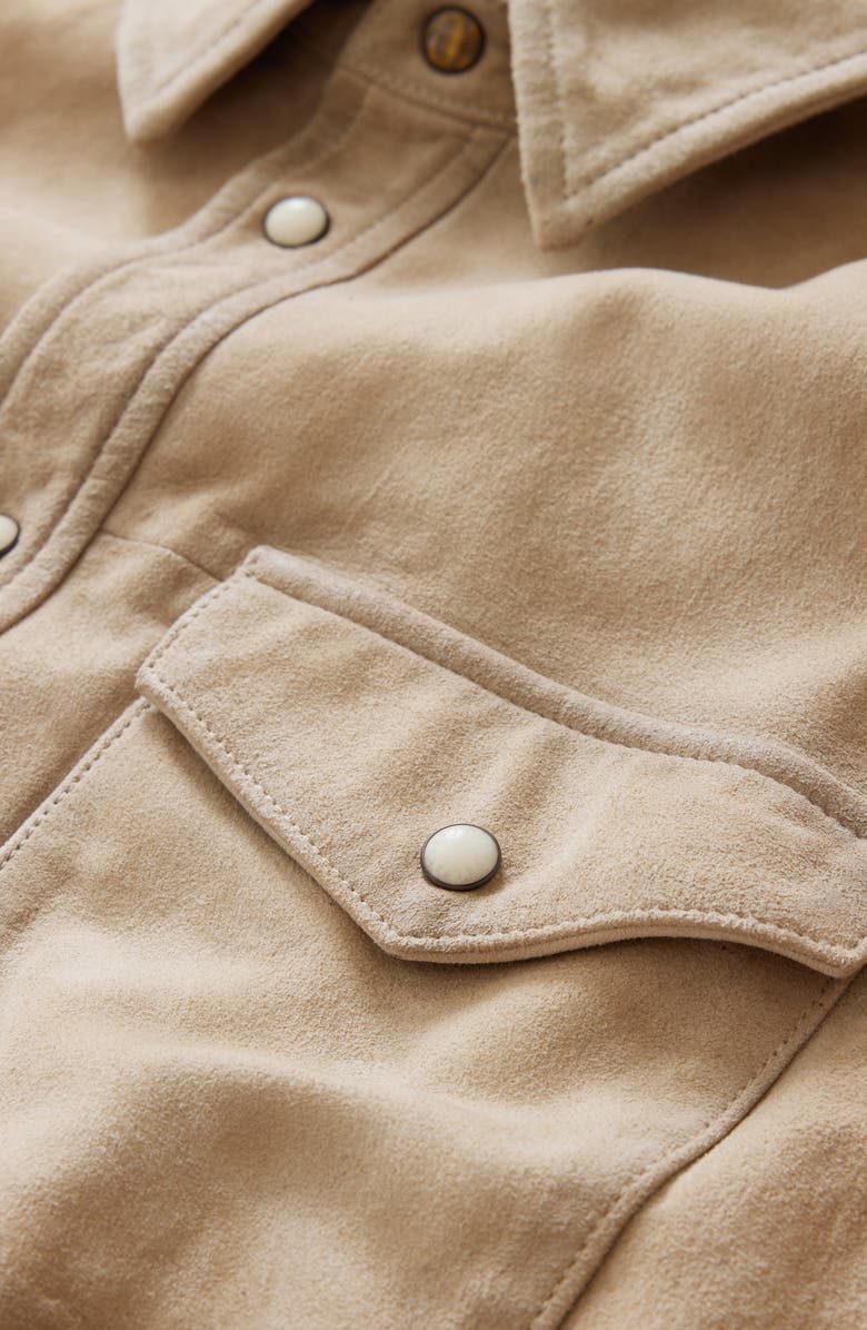 John Varvatos Lionnell Goat Suede Snap-Up Shirt Jacket, Alternate, color, 