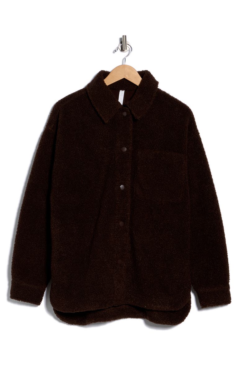 Z by Zella Chalet Bouclé Shirt Jacket, Alternate, color, Brown Mole