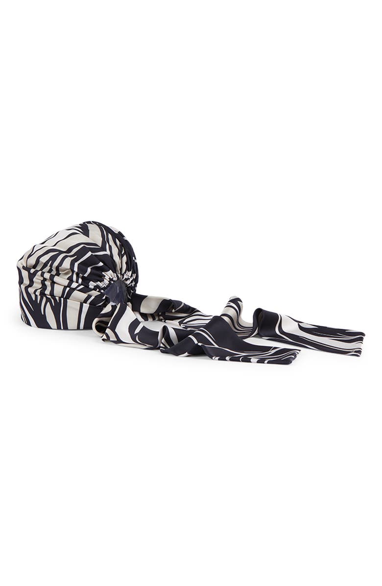 Eugenia Kim Gigi Satin Head Wrap, Alternate, color, Black/ Beige