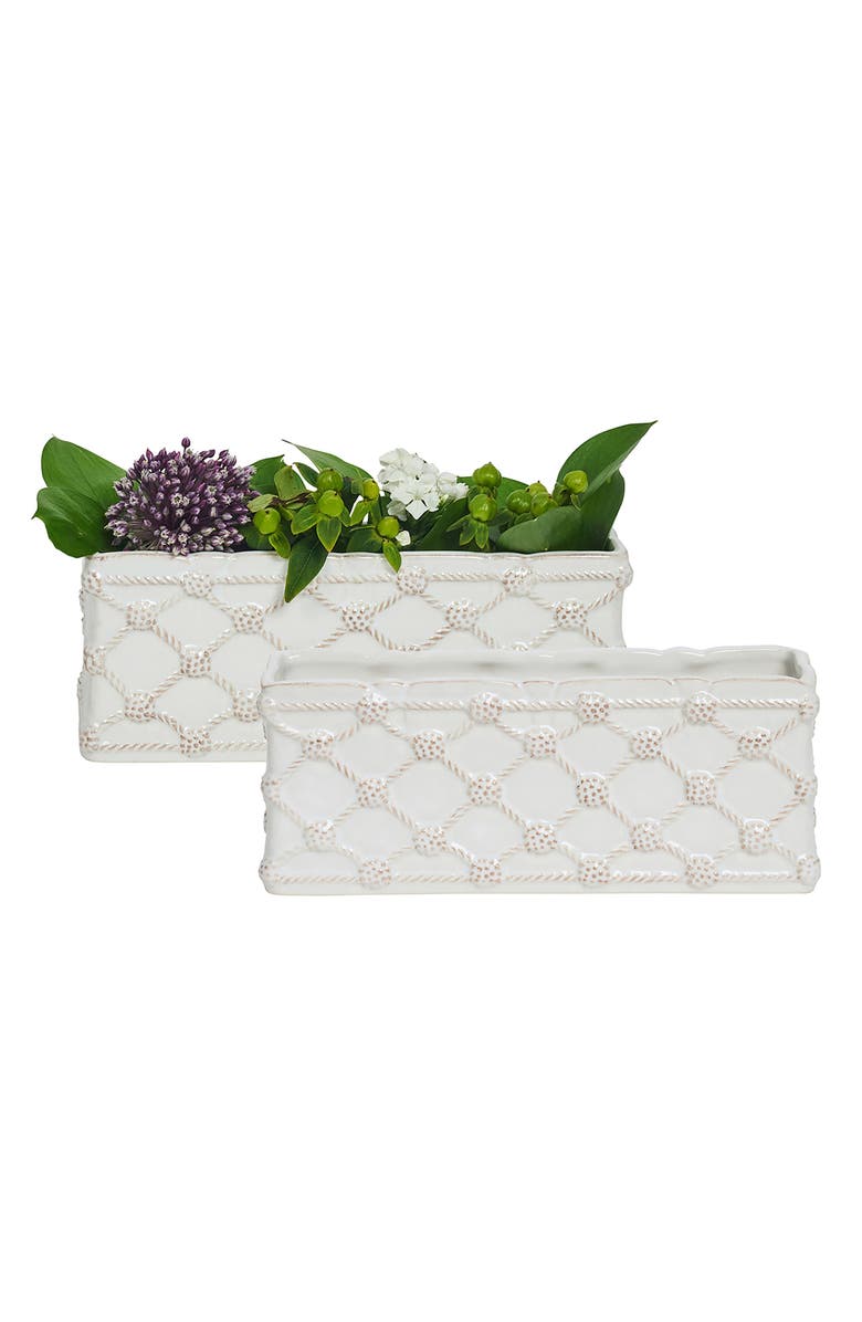 Juliska Set of 2 Berry & Thread Petite Rectangular Parterre, Alternate, color, Whitewash