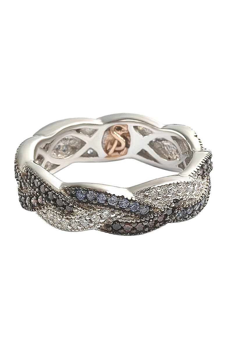 SUZY LEVIAN Sterling Silver Pave Sapphire & CZ Scalloped Band Ring, Alternate, color, Chocolate