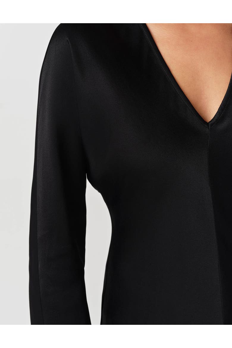 Lucille Long Sleeve Satin Top, Alternate, color, Black