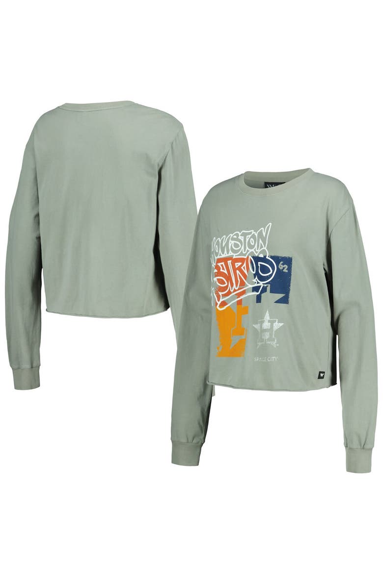 Women's The Wild Collective Gray Houston Astros Cropped Long Sleeve T-Shirt, Main, color, Gray