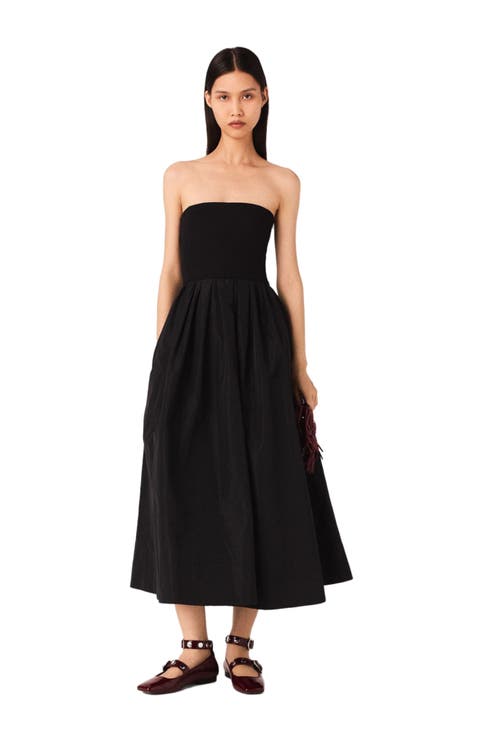 Strapless mesh and taffeta dress