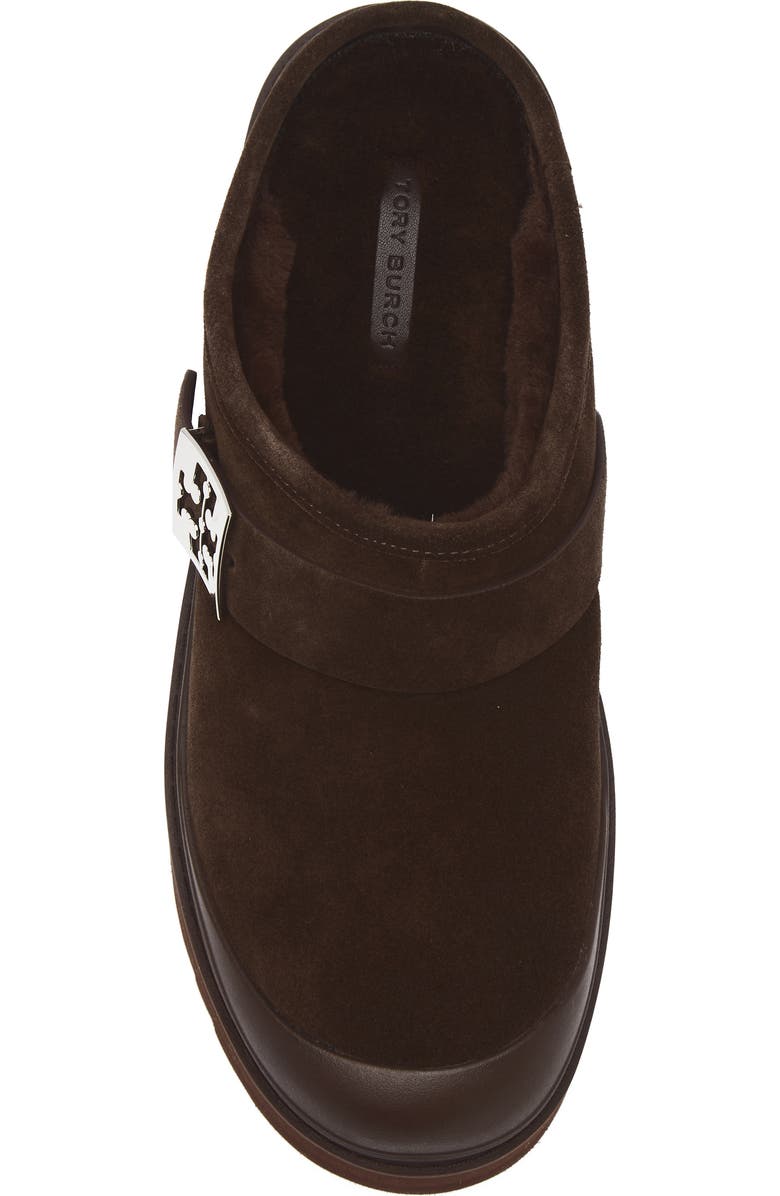 Tory Burch Mellow Genuine Shearling Lined Platform Mule, Alternate, color, Dark Cocoa / Silver