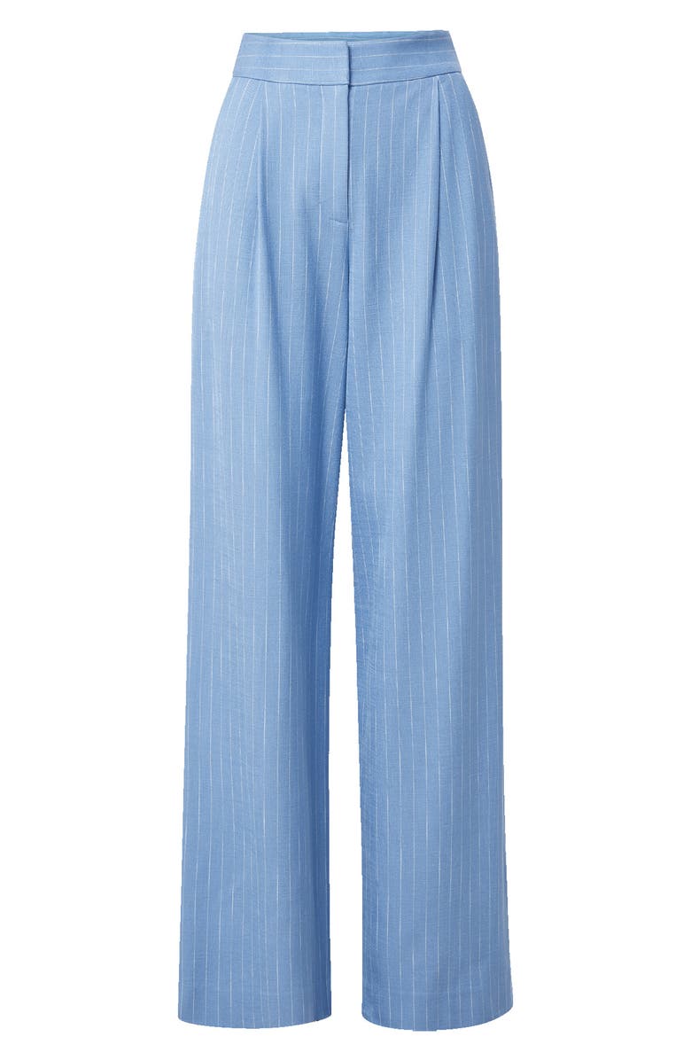 Veronica Beard Heyser Pinstripe Pleated Wide Leg Pants, Alternate, color, Blue Jay Dove