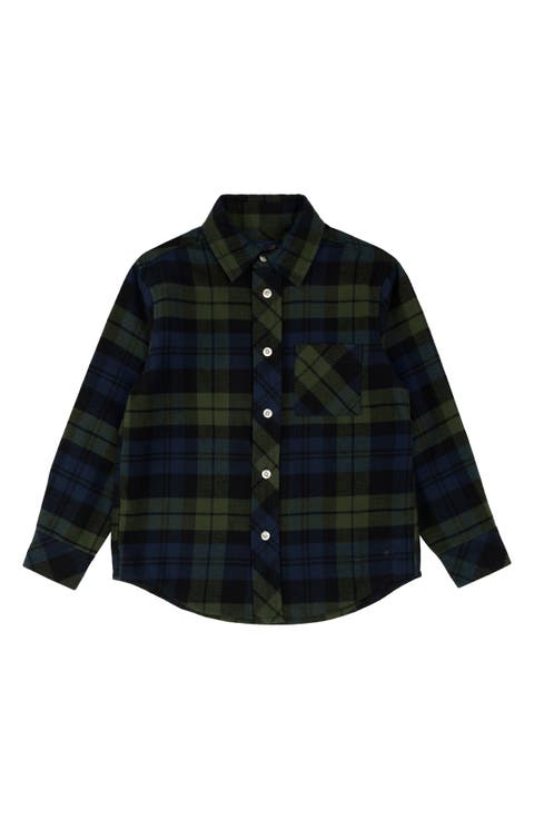 Plaid Long Sleeve Cotton Button-Up Shirt