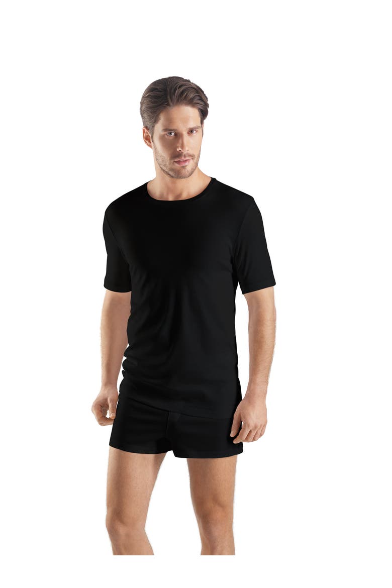 Sea Island Cotton Crew Neck T-shirt, Alternate, color, Black